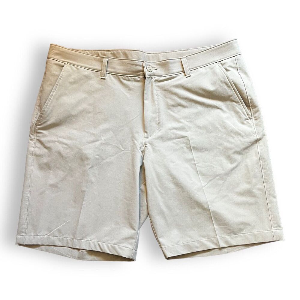 Under Armour Mens Performance Stretch Golf Shorts 40 Beige/Khaki Tech Flat Front